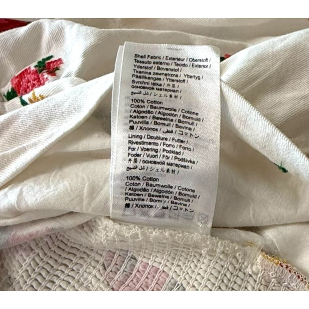 NEW Farm Rio Embroidered Cross Stitch Crop Top Off White Puff Sleeve Size Small - Picture 14 of 14